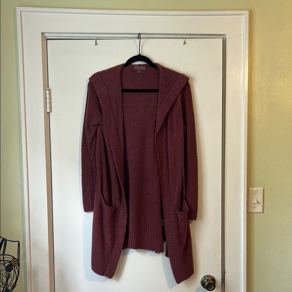 NWOT Barefoot Dreams Red Cardigan Sweater Lightweight Open-Front Mixed Berry XS
